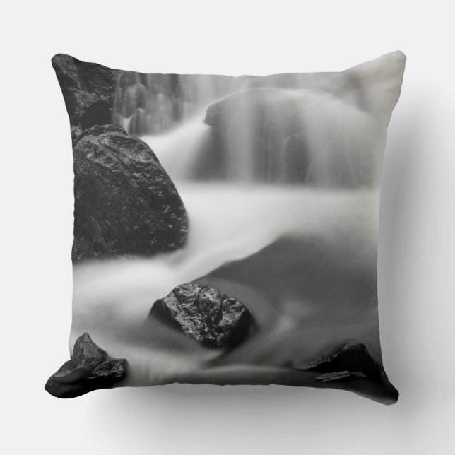 B&W waterfall, California Cushion (Front)