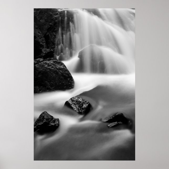 B&W waterfall, California Poster (Front)