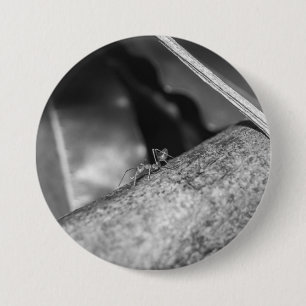 B&W - Weaver Ant on a Wood 7.5 Cm Round Badge
