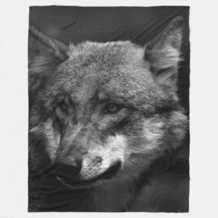 B&W Wolf Fleece Blanket