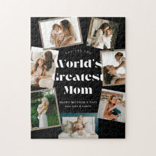 B & W World's Greatest Mom 7 Photo Collage Jigsaw Puzzle