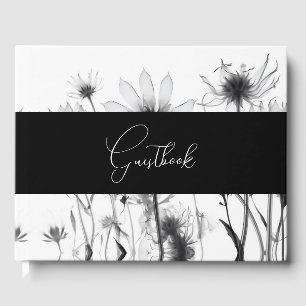 B&W X-Ray Flowers Custom Personalised Wedding Guest Book