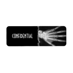 B&W X-ray Skeleton Hand CONFIDENTIAL Labels