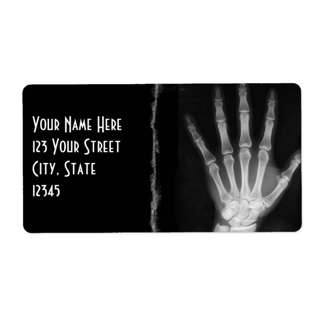 B&W X-ray Skeleton Hand Return Address Labels (Front)
