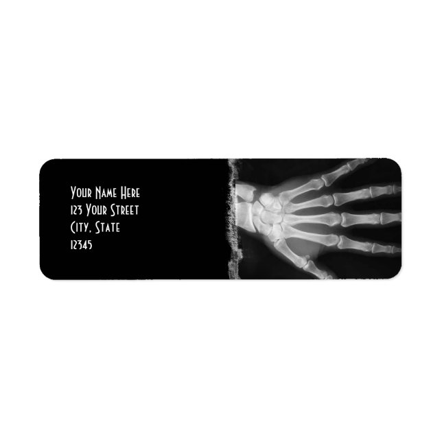 B&W X-ray Skeleton Hand Return Address Labels (Front)