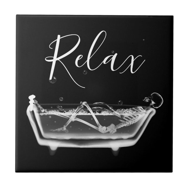 B&W X-Ray Skeleton in Bath Ceramic Tile (Front)