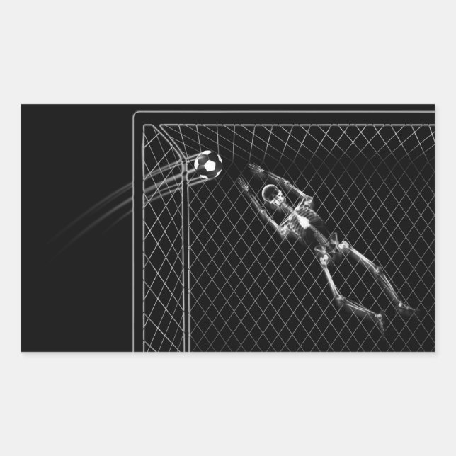 B&W X-Ray Skeleton Soccer Goalie Rectangular Sticker (Front)