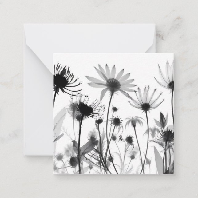 B&W X-Ray Wildflowers Card (Front)