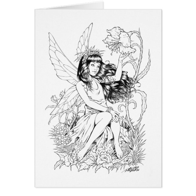 B&W Young Fairy with Flowers by Al Rio (Front)