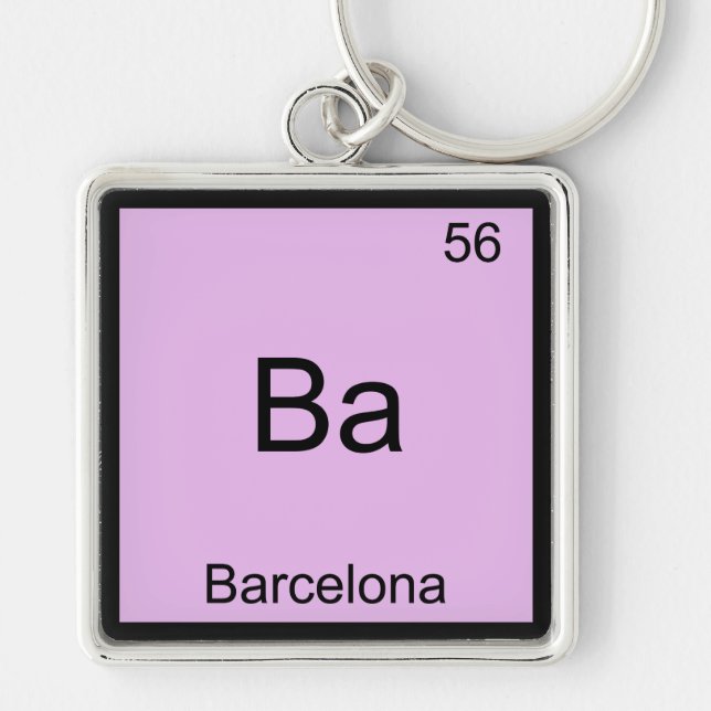 Ba - Barcelona Funny Chemistry Element Symbol Tee Key Ring (Front)