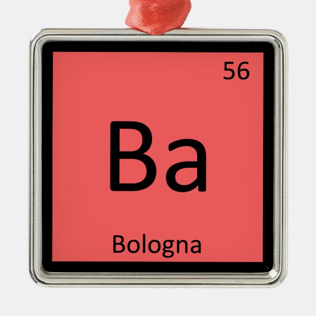 Ba - Bologna Meat Chemistry Periodic Table Symbol Metal Tree Decoration (Front)