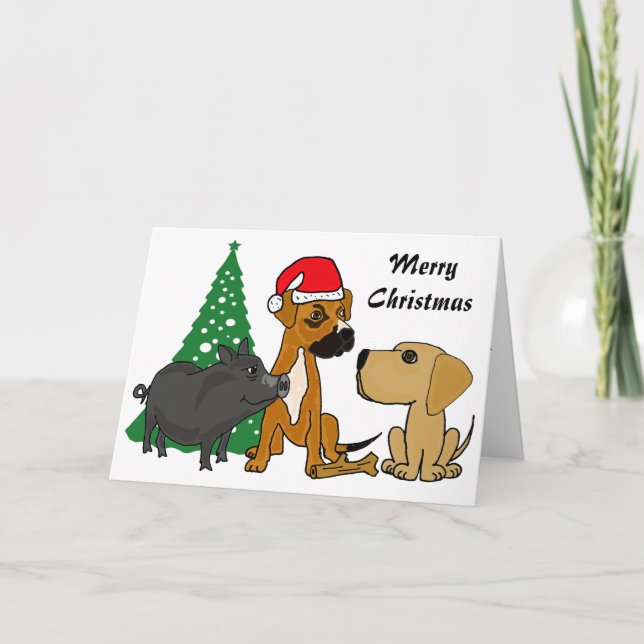 BA- Dogs and Pig Christmas Card (Front)
