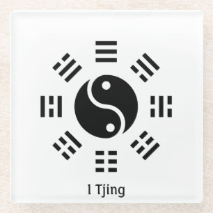 Ba Gua, eight trigrams, yin yang customisable  Glass Coaster