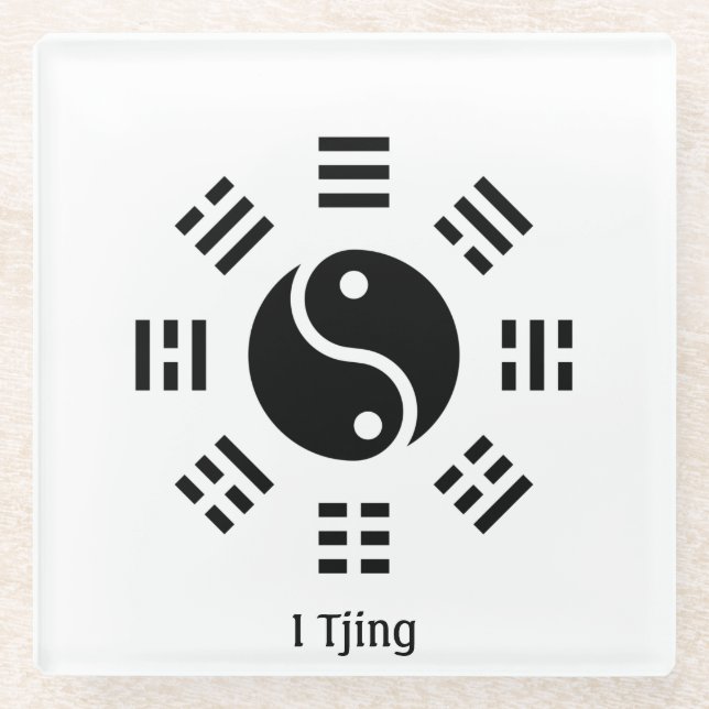 Ba Gua, eight trigrams, yin yang customisable  Glass Coaster (Front)