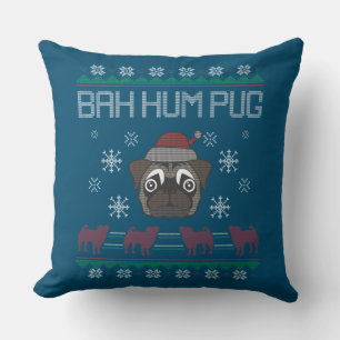 Ba Ham Pug Pugly Christmas Ugly Christmas Sweater Cushion