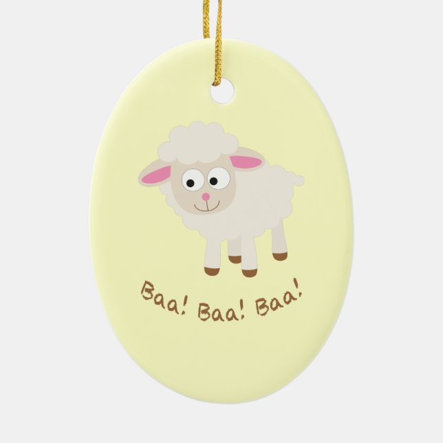 Baa! Baa! Baa! Cute Little Lamb Ceramic Tree Decoration (Back)