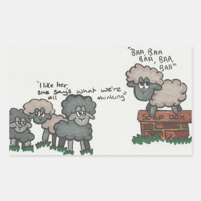 Baa, Baa, Baa Rectangular Sticker (Front)
