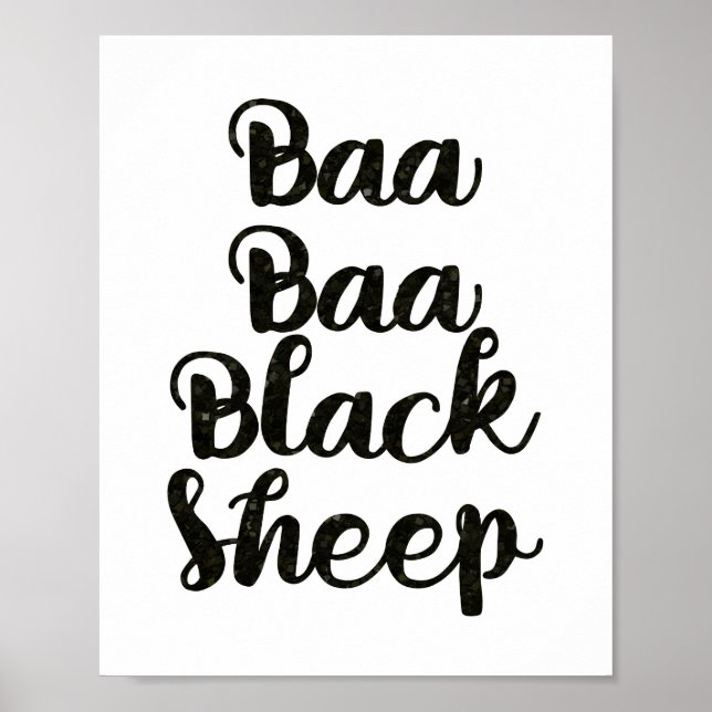 Baa Baa Black Sheep Glitter Poster (Front)