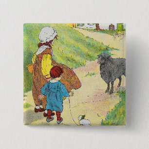 Baa, Baa, Black Sheep, Mother Goose Nursery Rhyme 15 Cm Square Badge