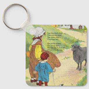 Baa, Baa, Black Sheep, Mother Goose Nursery Rhyme Key Ring