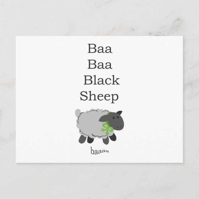 Baa Baa Black Sheep Postcard (Front)