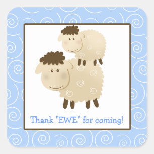 Baa Baa Sheep Blue Lamb Square Envelope Seals 20