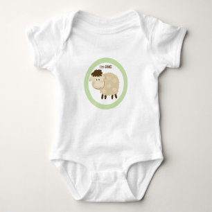 Baa Baa Sheep Green Neutral Personalised Baby Bodysuit