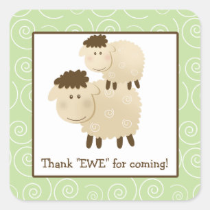 Baa Baa Sheep Lamb Square Envelope Seals 20