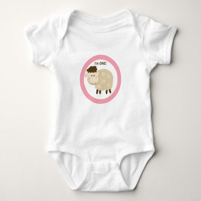 Baa Baa Sheep Pink Personalised Baby Bodysuit (Front)