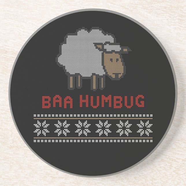 Baa Humbug Christmas Sheep Coaster (Front)