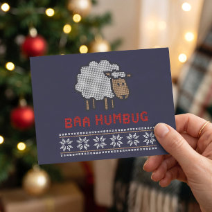 Baa Humbug Christmas Sheep Postcard