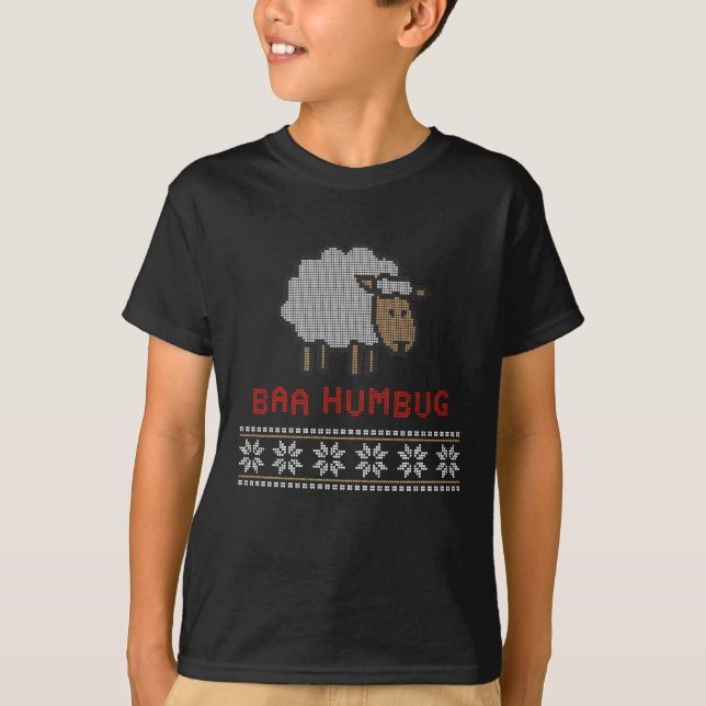 Baa Humbug Christmas Sheep T-Shirt (Front)