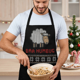 Baa Humbug Christmas Sheep   Ugly Sweater Style Apron