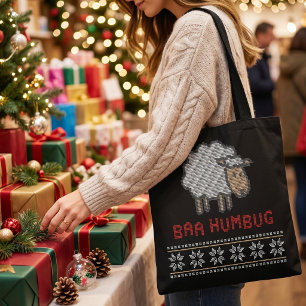 Baa Humbug Christmas Sheep Ugly Sweater Style Tote Bag