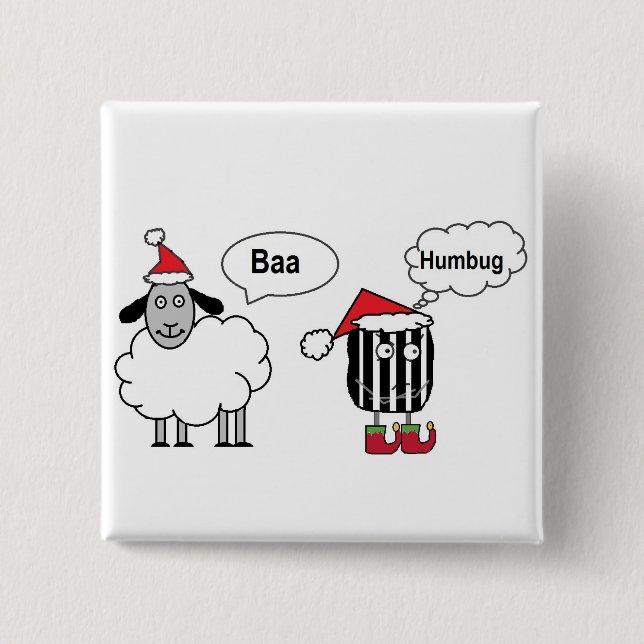 Baa Humbug Funny Christmas Sheep Cartoon 15 Cm Square Badge (Front)