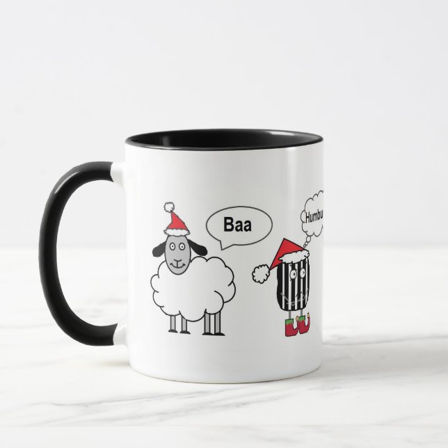 Baa Humbug Funny Festive Cartoon Mug (Left)