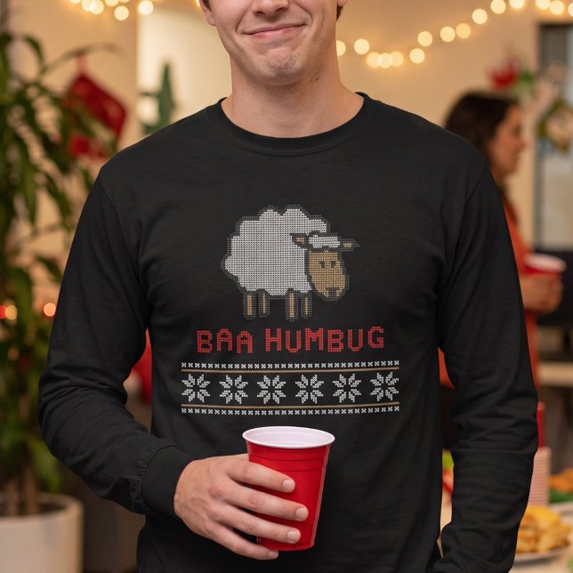 Baa Humbug Funny Sheep Faux Ugly Christmas Sweater (Creator Uploaded)
