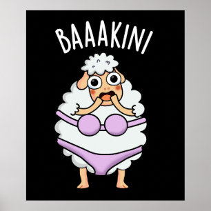 Baa-kini Funny Bikini Pun Dark BG Poster