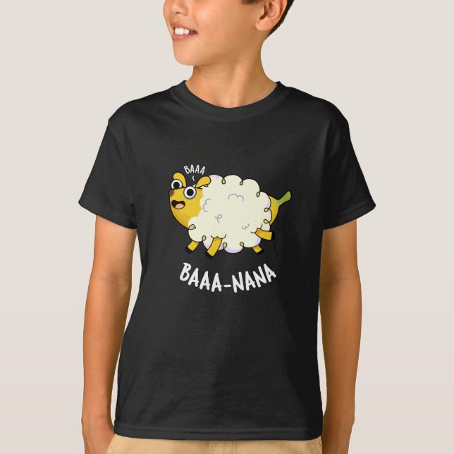 Baa-nana Funny Banana Pun Dark BG T-Shirt (Front)