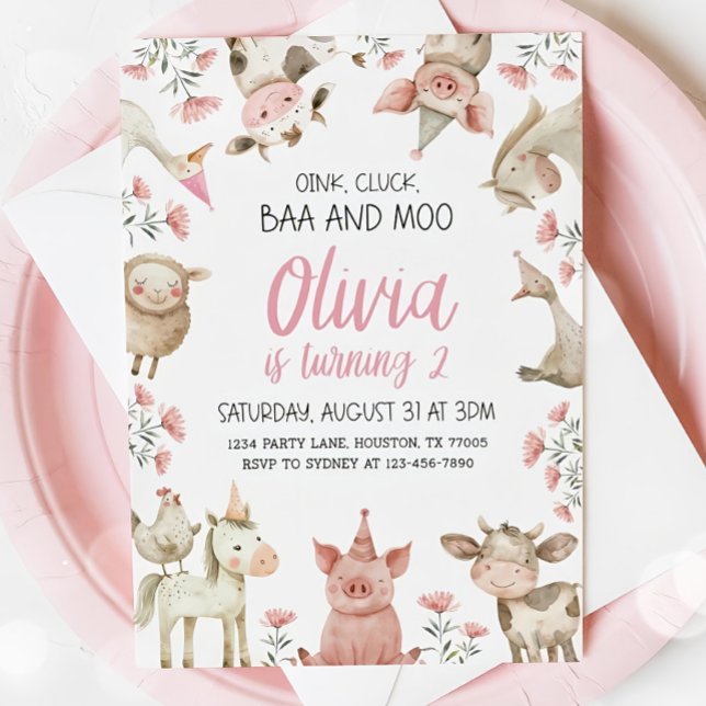 Baa Oink Moo I'm Two Invitation, Farm Girl 2nd Bir Invitation (Creator Uploaded)