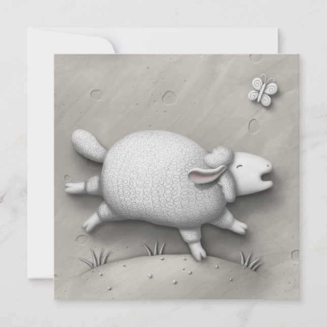 Baa Relief Cute Happy Sheep Personalised Card (Front)
