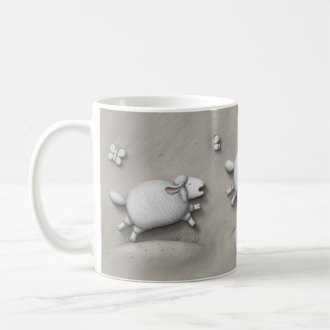 Baa Relief Galloping Sheep Coffee Mug (Left)