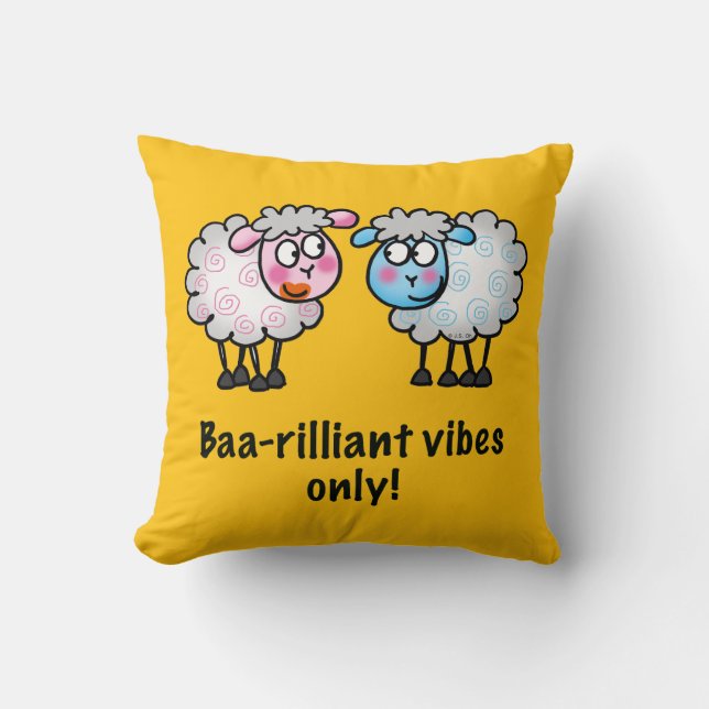  Baa-rilliant - Cute Cartoon Sheep Pair  Cushion (Front)