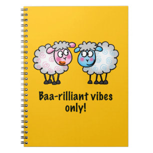 Baa-rilliant - Cute Cartoon Sheep Pair Notebook