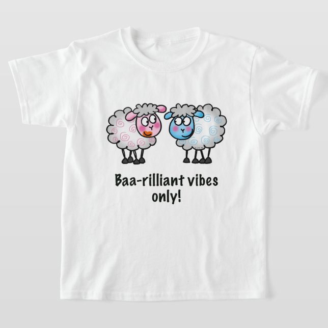 Baa-rilliant - Cute Cartoon Sheep Pair T-Shirt (Laydown)