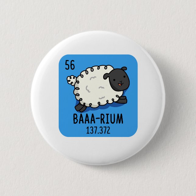 Baa-rium Funny Sheep Chemistry Pun  6 Cm Round Badge (Front)