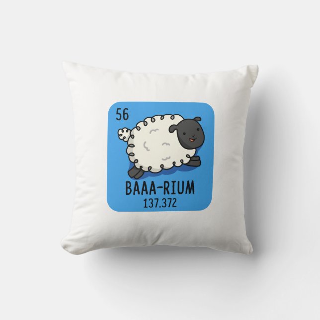 Baa-rium Funny Sheep Chemistry Pun  Cushion (Front)