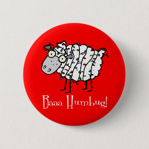 Baaa Humbug Christmas 6 Cm Round Badge