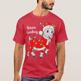 Baaa Humbug Goat Lover Xmas Lights Santa Goat Chri T-Shirt