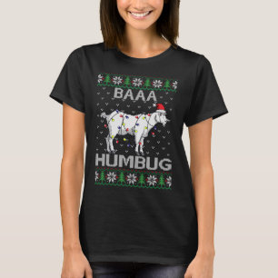 Baaa Humbug Goat Santa Hat Christmas Lights Ugly S T-Shirt